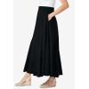 Woman Within Plus Size Wide Elastic Waist Skirt(Black)