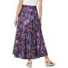 Woman Within Plus Size Wide Elastic Waist Skirt(Black Violet Lace)