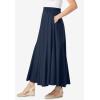 Woman Within Plus Size Wide Elastic Waist Skirt(Navy)