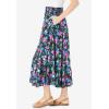 Woman Within Plus Size Wide Elastic Waist Skirt(Navy Painterly Floral)
