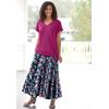 Woman Within Plus Size Wide Elastic Waist Skirt(Navy Painterly Floral)