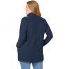 Woman Within Plus Size Zip-Front Microfleece Jacket Long Oversized Fleece(Navy)