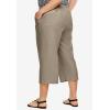 ellos Plus Size Linen-Blend Drawstring Capris(Bark)