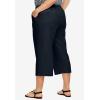 ellos Plus Size Linen-Blend Drawstring Capris(Black)