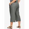 ellos Plus Size Linen-Blend Drawstring Capris(Olive Grey)