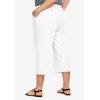 ellos Plus Size Linen-Blend Drawstring Capris(White)