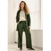 ellos Plus Size Linen-Blend Drawstring Pants(Midnight Green)