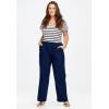 ellos Plus Size Linen-Blend Drawstring Pants(Navy)