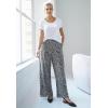 ellos Plus Size Wide-Leg Soft Pants with Back Elastic(Black Grey Print)