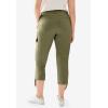 ellos Women’s Plus Size Stretch Cargo Capris Front and Side Pockets Casual Cropped Pants(Dark Basil)