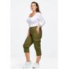 ellos Women’s Plus Size Stretch Cargo Capris Front and Side Pockets Casual Cropped Pants(Stone)