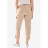ellos Women’s Plus Size Stretch Cargo Capris Front and Side Pockets Casual Cropped Pants(White)