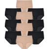 Comfort Choice Plus Size Full Coverage Nylon Brief 10-Pack(Nude Black Pack)