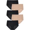 Comfort Choice Plus Size Full Coverage Nylon Brief 5-Pack(Nude Black Pack)