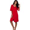 Dreams & Co. Plus Size Short French Terry Zip-Front Robe(Classic Red)