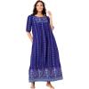 Only Necessities Women’s Plus Size Bib Front Lounger House Dress, Nightgown(Blue Sapphire Gem)