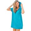 Swimsuits For All Swim 365 Women’s Plus Size Hooded Terry Swim Cover Up(Blue Sea)