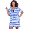Swimsuits For All Swim 365 Women’s Plus Size Hooded Terry Swim Cover Up(Ultra Blue Tie Dye Stripe)