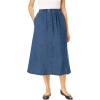 Woman Within Plus Size 7-Day Elastic-Waist All-Cotton Pull-On Denim Jeans Skirt(Medium Stonewash)
