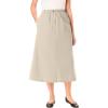 Woman Within Plus Size 7-Day Elastic-Waist All-Cotton Pull-On Denim Jeans Skirt(Natural Khaki)