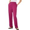 Woman Within Plus Size 7-Day Knit Straight Leg Pant Stretch Elastic Waist Petite & Tall(Raspberry)