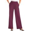 Woman Within Plus Size 7-Day Knit Wide-Leg Pull-On Pants(Deep Claret)