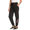 Woman Within Plus Size Better-Fleece Pull-On Jogger Sweatpants(Black Floral Embroidery)
