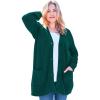 Woman Within Plus Size Button-Front Shaker Cardigan(Emerald Green)