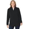 Woman Within Plus Size Cable Knit Half-Zip Pullover Sweater(Black)