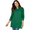 Woman Within Plus Size Cable Knit Half-Zip Pullover Sweater(Emerald)