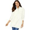Woman Within Plus Size Cable Knit Half-Zip Pullover Sweater(Ivory)