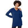 Woman Within Plus Size Cable Knit V-Neck Pullover Sweater(Evening Blue)