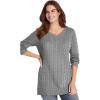 Woman Within Plus Size Cable Knit V-Neck Pullover Sweater(Medium Heather Grey)