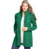 Woman Within Plus Size Cabled Zip-Front Cardigan(Emerald)