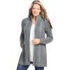 Woman Within Plus Size Cabled Zip-Front Cardigan(Medium Heather Grey)