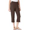 Woman Within Plus Size Capri Elastic Waist Stretch Fineline Denim Jean (Petite Available)(Chocolate)
