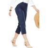 Woman Within Plus Size Capri Elastic Waist Stretch Fineline Denim Jean (Petite Available)(Indigo Sanded)