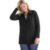 Woman Within Plus Size Chenille Zip Cable Cardigan(Black)