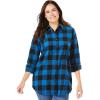 Woman Within Plus Size Classic Flannel Shirt(Bright Cobalt Buffalo Plaid)