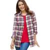 Woman Within Plus Size Classic Flannel Shirt(Ivory Multi Plaid)