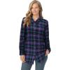Woman Within Plus Size Classic Flannel Shirt(Midnight Plum Plaid)