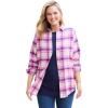 Woman Within Plus Size Classic Flannel Shirt(Peony Petal Plaid)