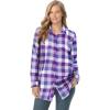 Woman Within Plus Size Classic Flannel Shirt(Purple Plaid)
