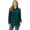 Woman Within Plus Size Classic Flannel Shirt(Rich Jade Plaid)
