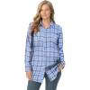 Woman Within Plus Size Classic Flannel Shirt(Sky Blue Plaid)