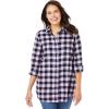 Woman Within Plus Size Classic Flannel Shirt(Soft Iris Plaid)