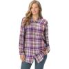 Woman Within Plus Size Classic Flannel Shirt(Sweet Plum Plaid)