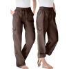 Woman Within Plus Size Convertible 2-in-1 Cargo Pant & Capri Elastic Waist(Chocolate)