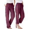 Woman Within Plus Size Convertible 2-in-1 Cargo Pant & Capri Elastic Waist(Deep Claret)