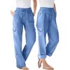 Woman Within Plus Size Convertible 2-in-1 Cargo Pant & Capri Elastic Waist(French Blue)